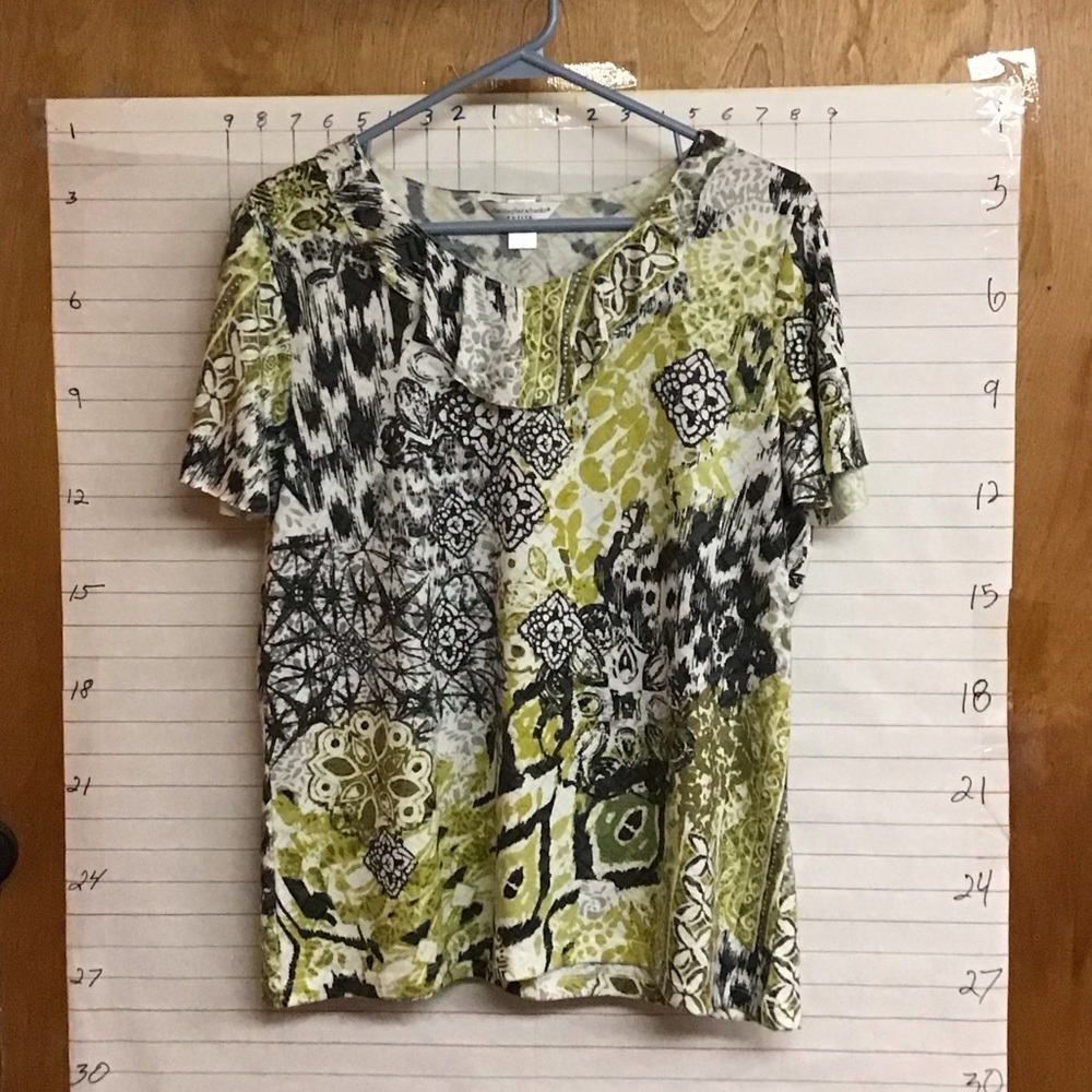 CHRISTOPHER & BANK - ruffles around the neck, womans top, sz PXL